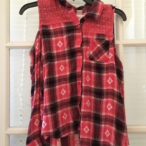 Off the shoulder pink flannel